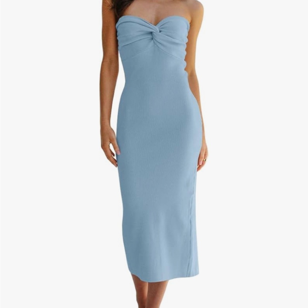 NEW: Knitted Dresses Twisted Front Bodycon Dress with Back Slit